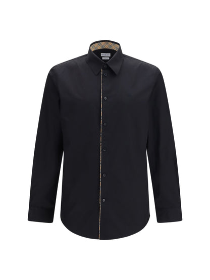 Burberry Cotton Shirt with Check trims - Black