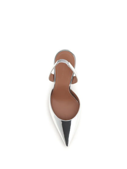 Amina Muaddi Holli mirror-finish Slingback Pumps - Silver Mirror