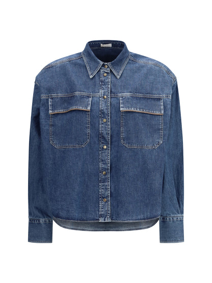 BRUNELLO CUCINELLI Denim Shirt with Jewel Details