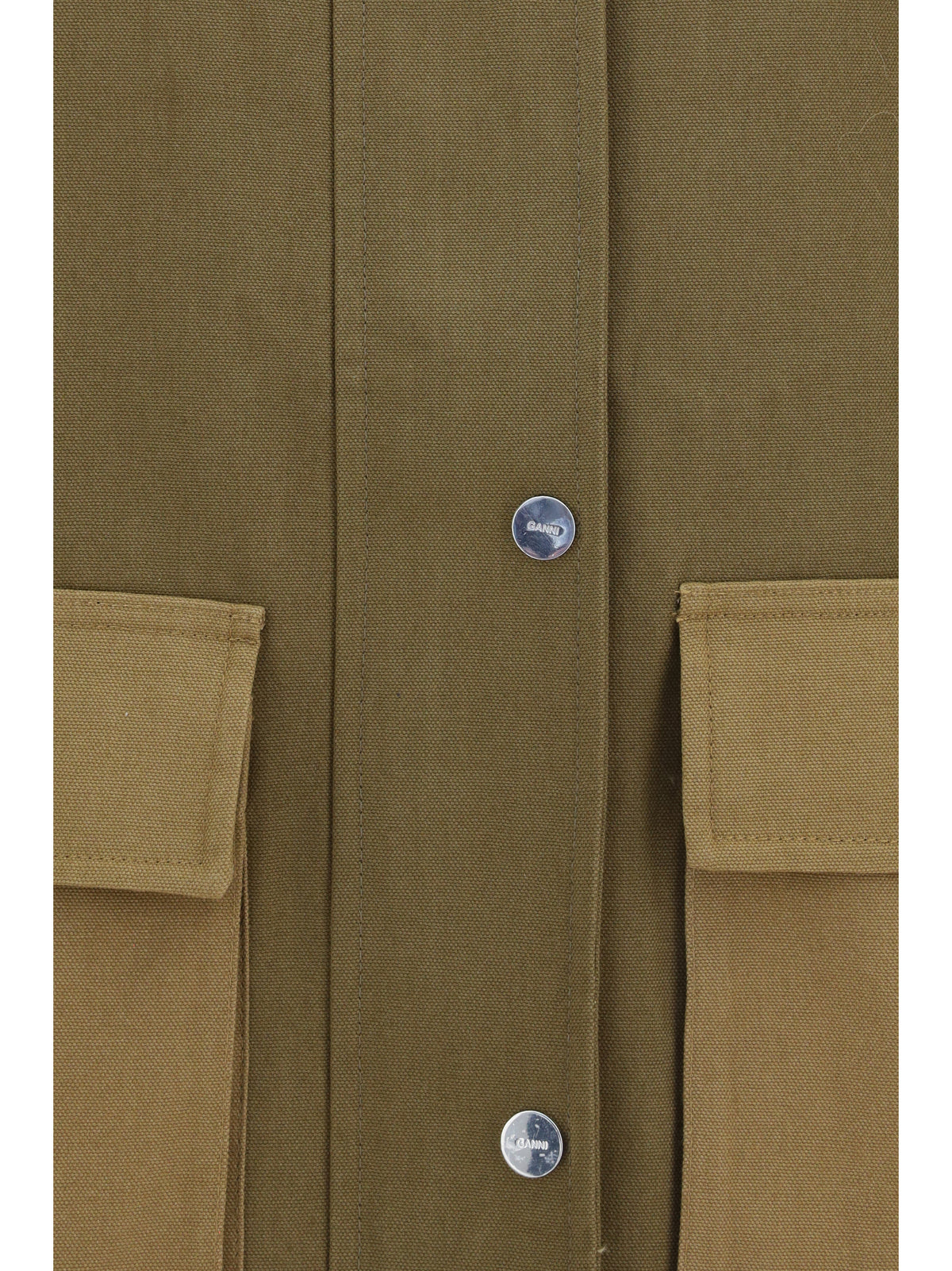 Ganni Oversized cotton Jacket - Military Olive