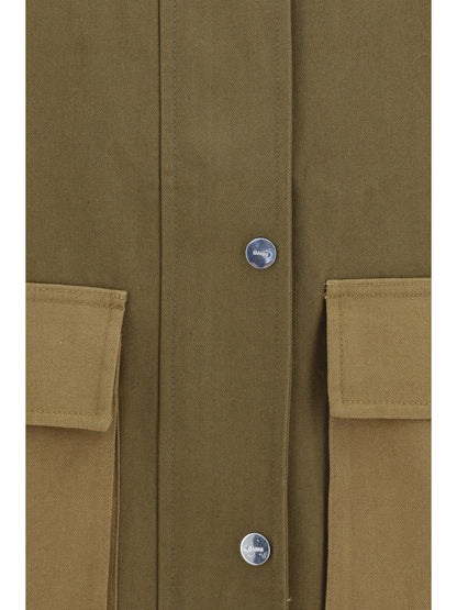 Ganni Oversized cotton Jacket - Military Olive