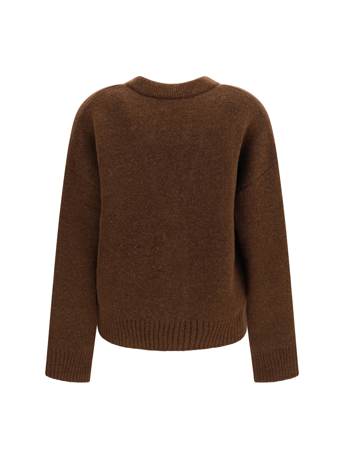 Ami Paris Ami de Coeur Cardigan in alpaca - Marron Chocolat/Ecru