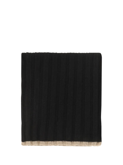 Brunello Cucinelli Cashmere Scarf - Nero+Brown