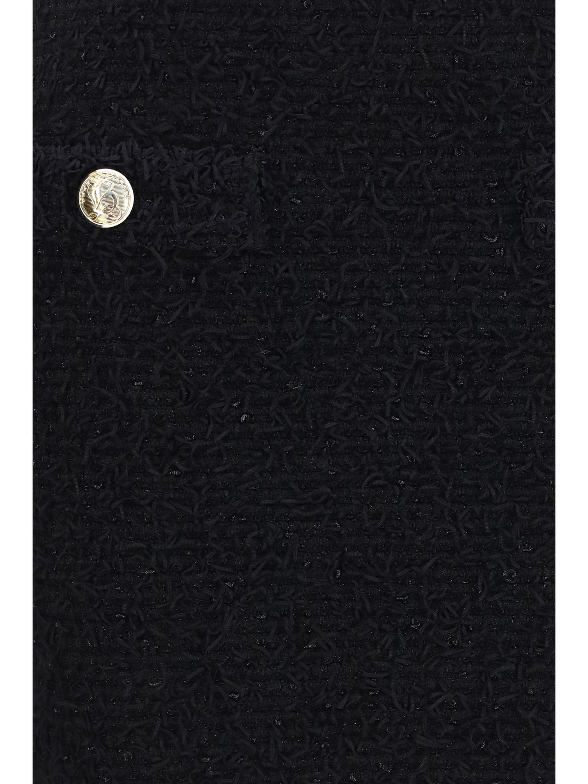Balmain Tweed Mini Skirt with logo buttons - Noir