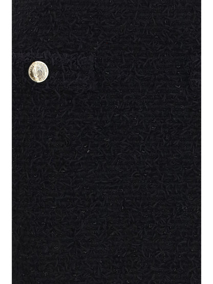 Balmain Tweed Mini Skirt with logo buttons - Noir