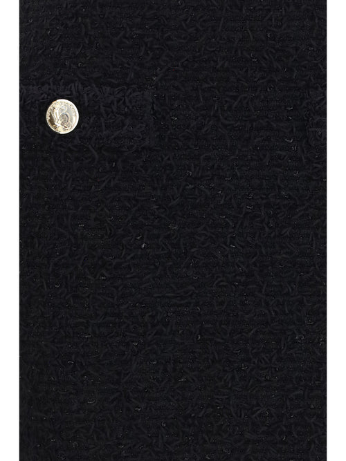 Balmain Tweed Mini Skirt with logo buttons - Noir