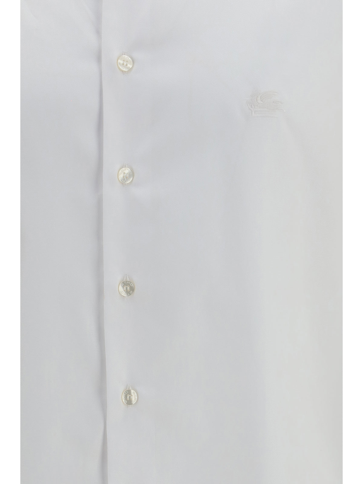Etro Roma cotton Shirt with Pegaso logo - White Ottico