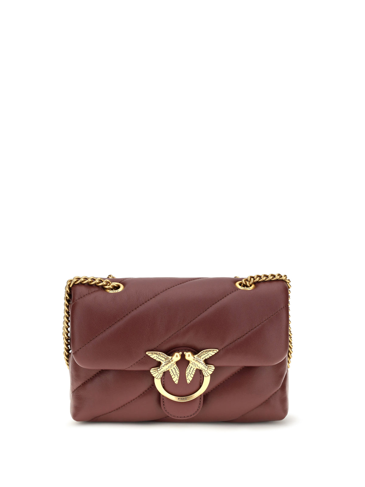 Pinko Love Mini Puff Shoulder Bag - Ribes Intenso-Antique Gold