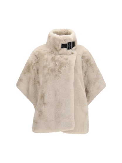 Pinko Faux fur Jacket with buckle - Beige-Giorno Piovoso