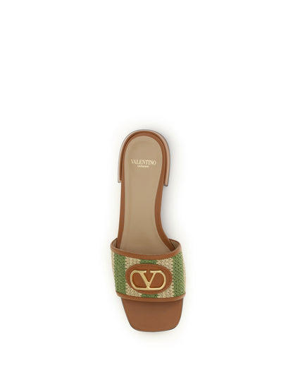 VALENTINO GARAVANI VLogo Signature raffia slide Sandals