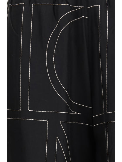 Toteme Silk monogram Pants - Black