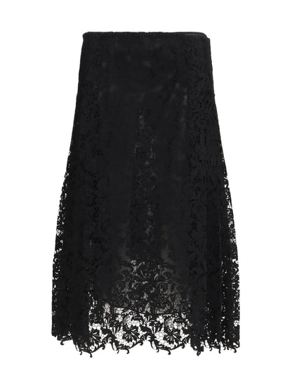 Fendi Flared midi Skirt in macramé lace - Black