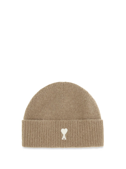 Ami Paris Ami de Coeur wool Beanie - Beige Mastic/Ecru