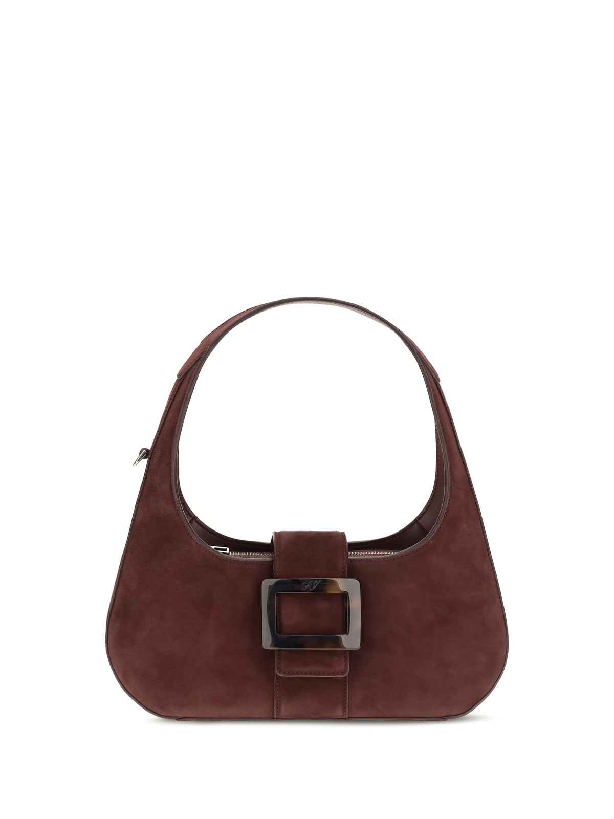 Roger Vivier Mini Belle Vivier Turtle Hobo Shoulder Bag - R822(Kraft Ch)+R802(Bordeaux Sc)