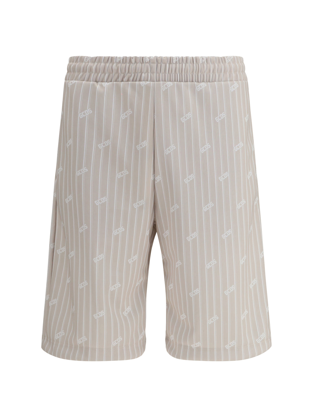 GCDS All-over logo pinstripe Shorts - Sandshell/Bone