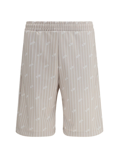 GCDS All-over logo pinstripe Shorts - Sandshell/Bone