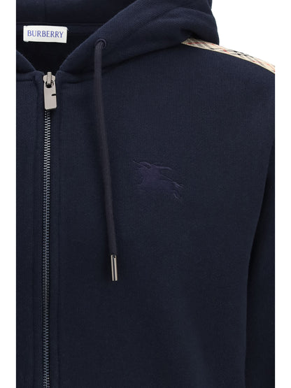 BURBERRY Check Trim Cotton Zip Hoodie