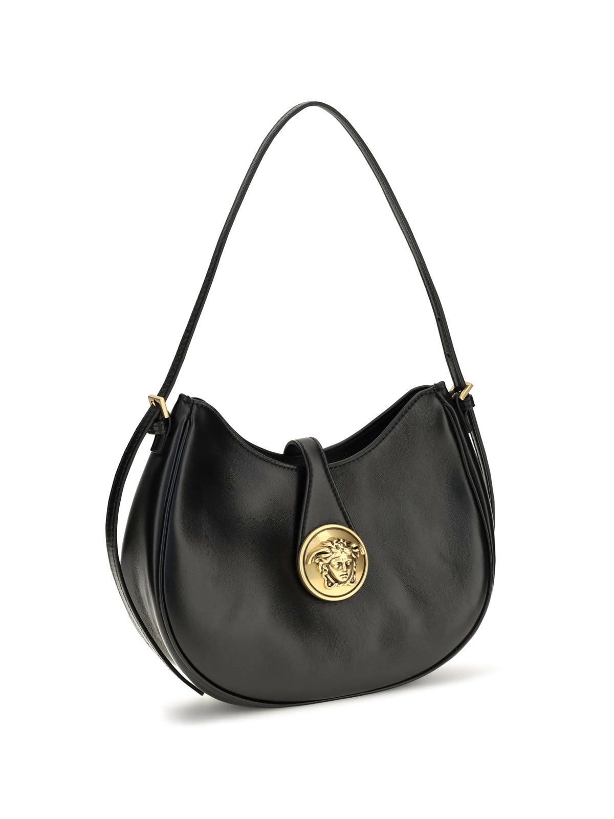 Versace Small Emblème Hobo lambskin Shoulder Bag - Black/Gold