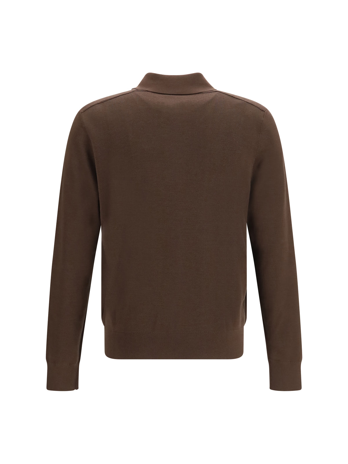Burberry Long-sleeve wool Polo - Chocolate Brown