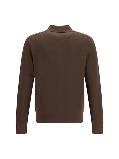 Burberry Long-sleeve wool Polo - Chocolate Brown