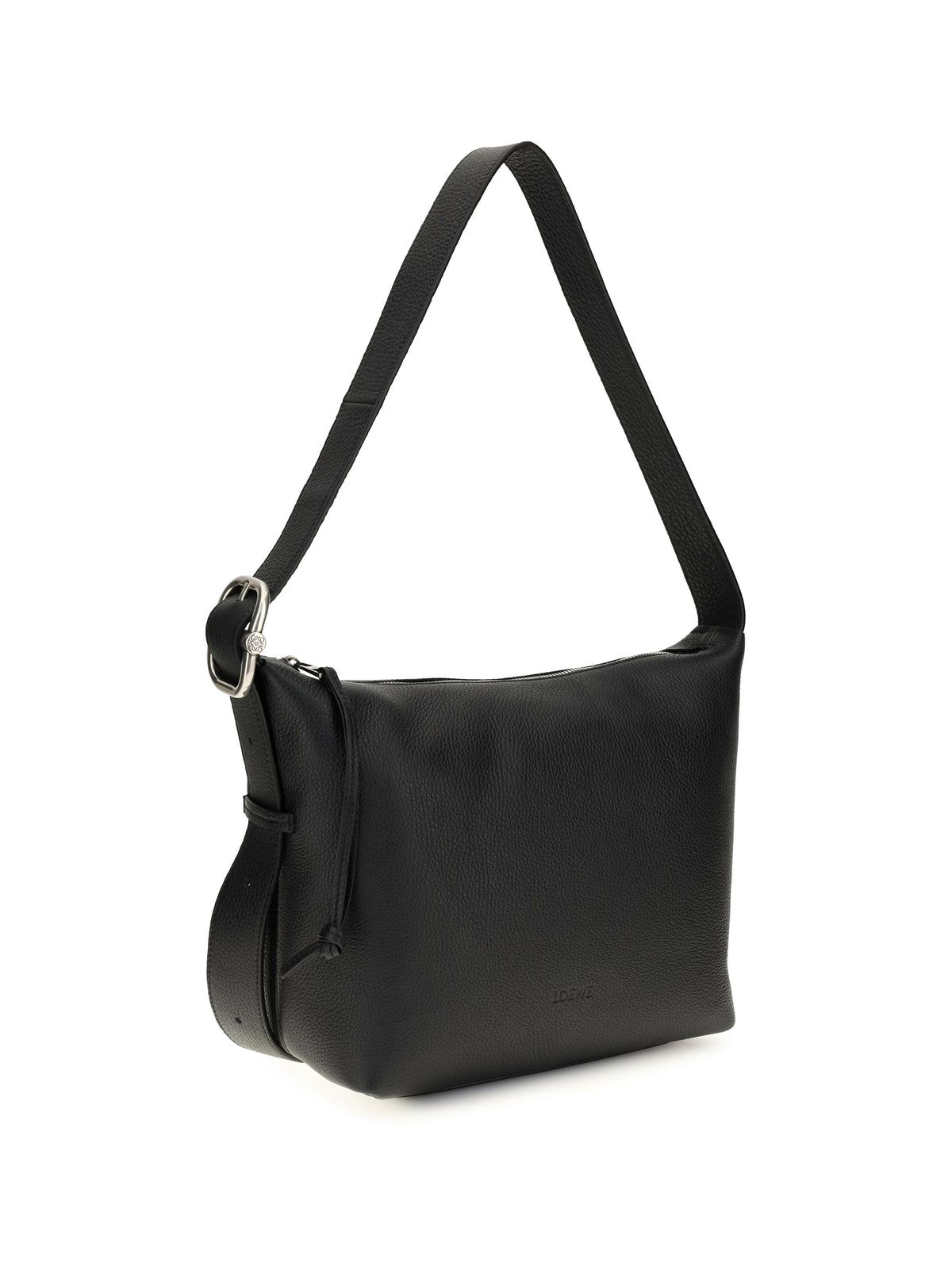 Loewe Medium Loop Hobo Bag in grained calfskin - Black