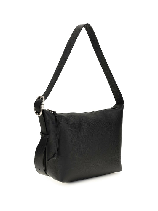 Loewe Medium Loop Hobo Bag in grained calfskin - Black