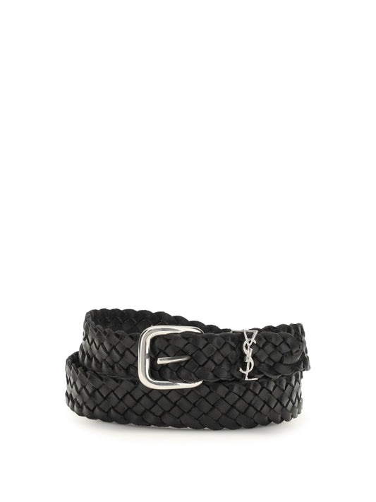 SAINT LAURENT Cassandre rectangular buckle Belt