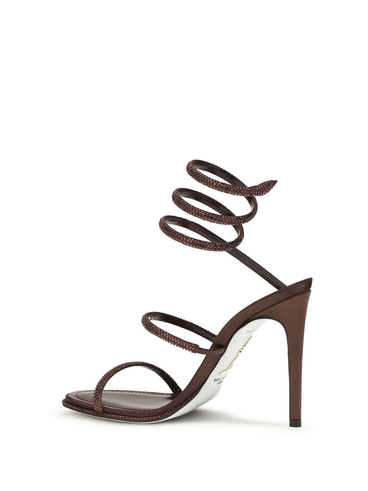 Rene Caovilla Cleo Sandals in satin - Fondant Satin/Burgundy