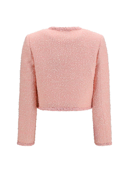 Self-Portrait Bouclé Jacket - Pink