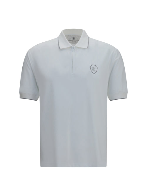 Brunello Cucinelli Polo with crest - Bianco+Acciaio
