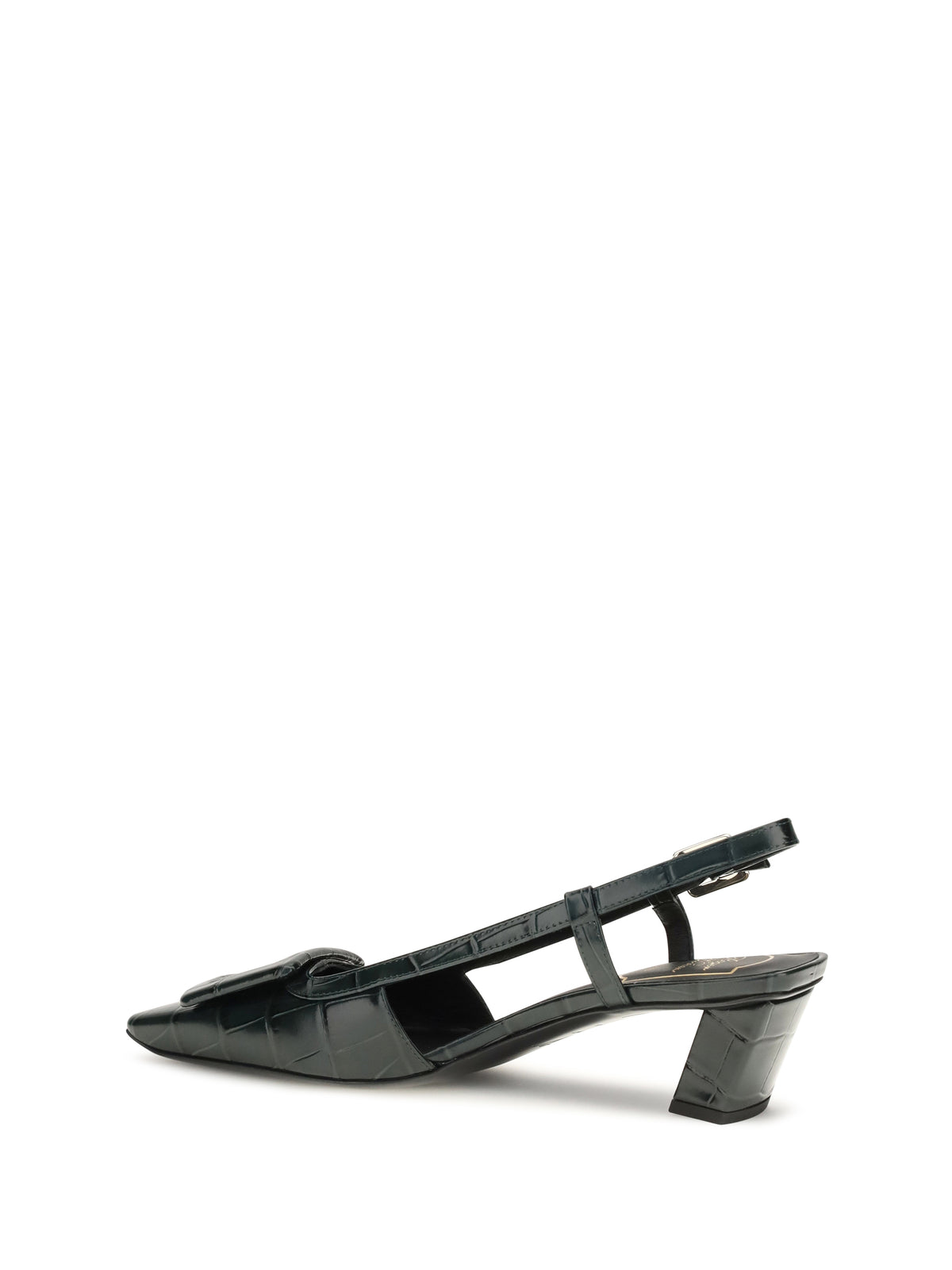 Roger Vivier Belle Vivier croc-effect Slingback Pumps - Night Green