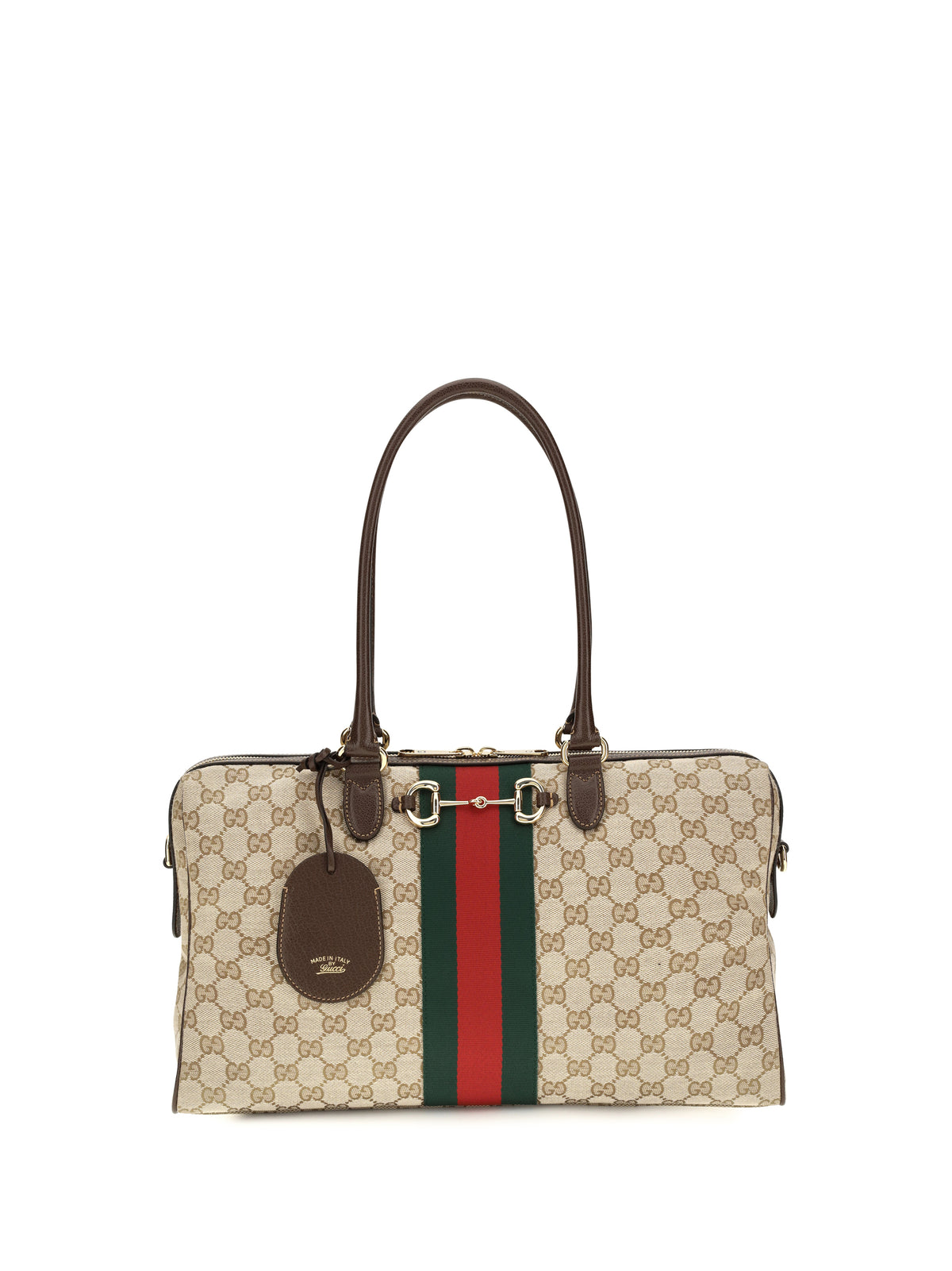 Gucci Large Horsebit Web top Handle Bag - Vint.Sand/Dk.Bro/Vrv
