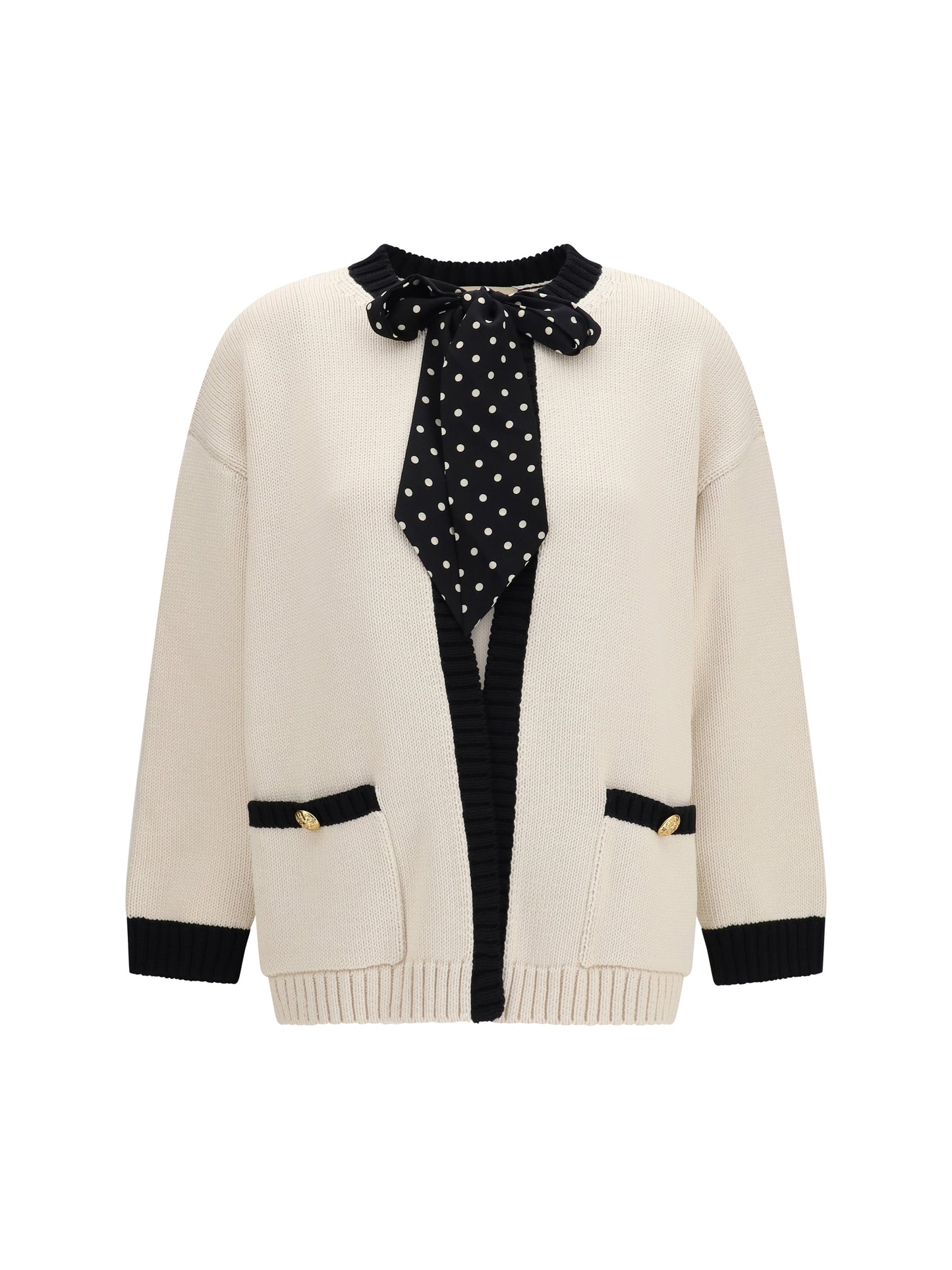 VALENTINO Open polka-dot bow Cardigan
