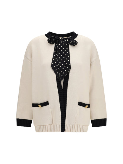 VALENTINO Open polka-dot bow Cardigan