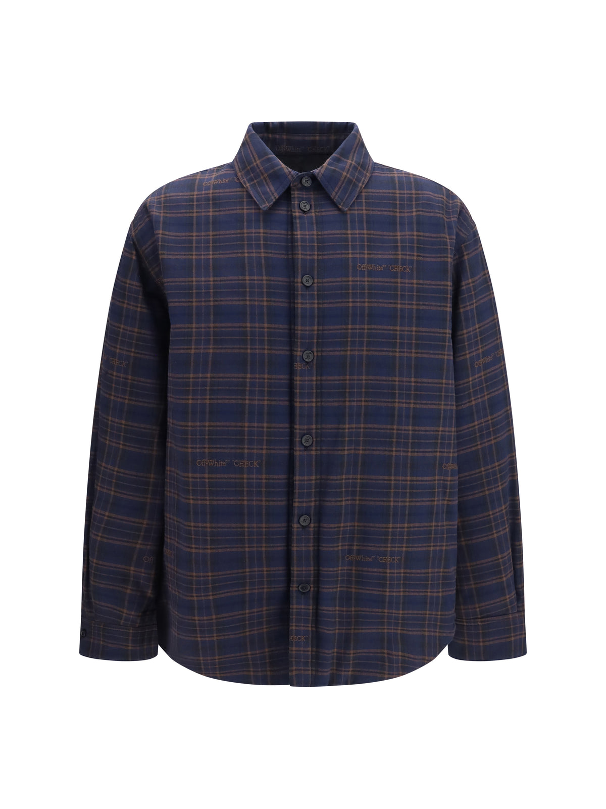 Off-White Oversized padded flannel Shirt - Blue Graphite