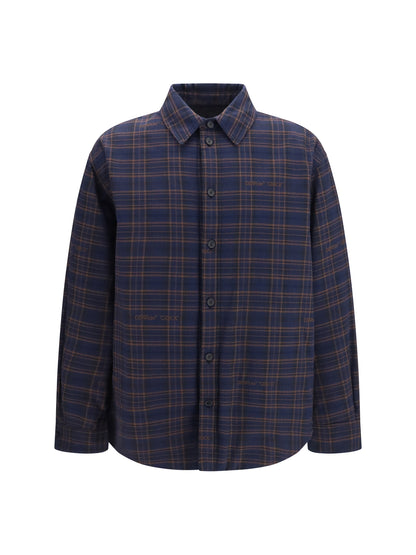 Off-White Oversized padded flannel Shirt - Blue Graphite