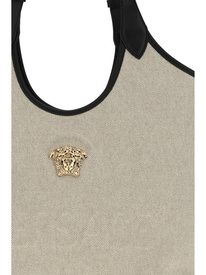 Versace Tote Fabric Calf Leather - Rope Black Versace Gold