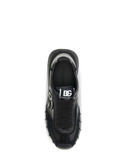 Dolce & Gabbana Athletic fabric and leather Sneakers - Black/Black