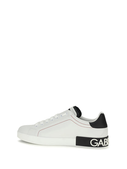 Dolce & Gabbana Portofino leather Sneakers - White/Black