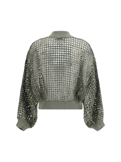 BRUNELLO CUCINELLI Solk and linen Dazzling Net Embroidery Cardigan