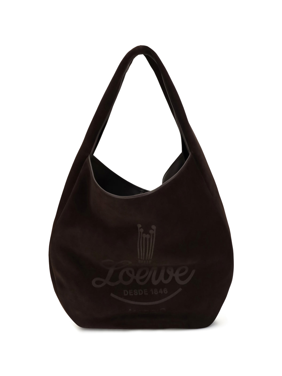 Loewe Roomy suede calfskin Hobo Shoulder Bag - Dark Brown