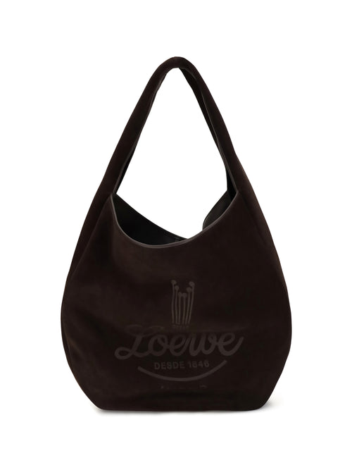 Loewe Roomy suede calfskin Hobo Shoulder Bag - Dark Brown
