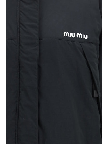 Miu Miu Long Shearling padded Jacket - Black