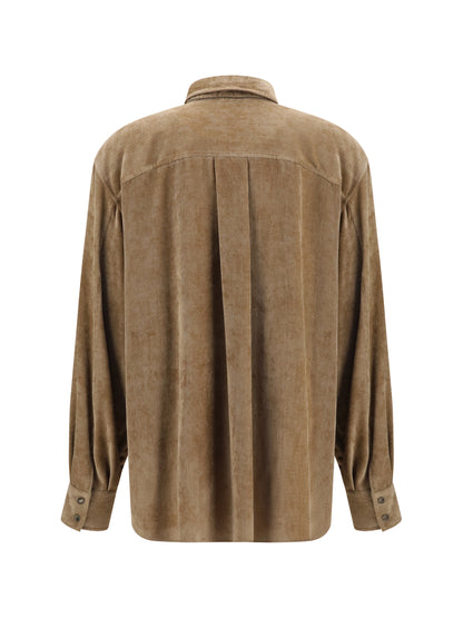 Brunello Cucinelli Snap-button Shirt in cashmere blend - Cappuccino