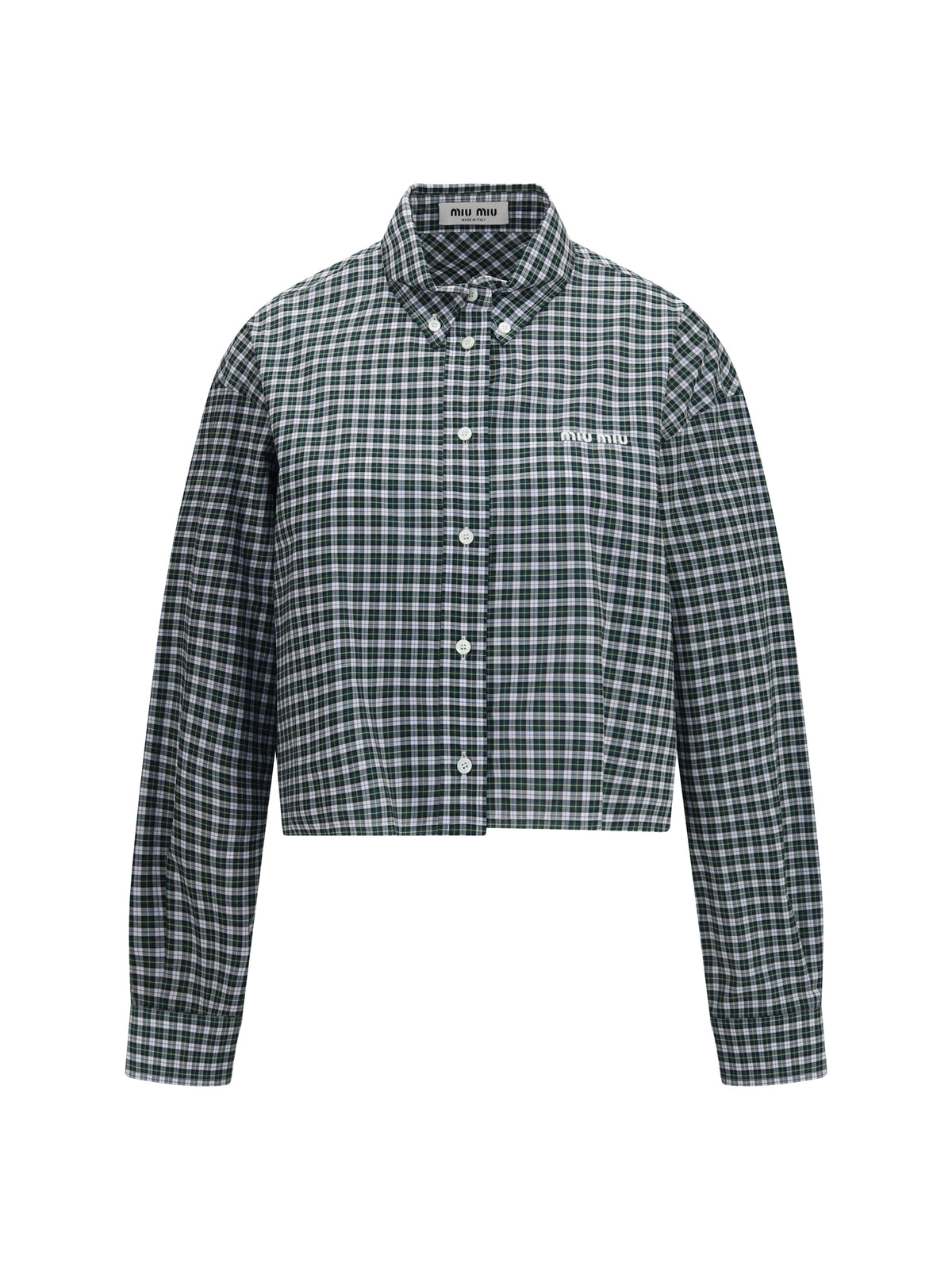 Miu Miu Checked embroidered Shirt - Bianco+Verde