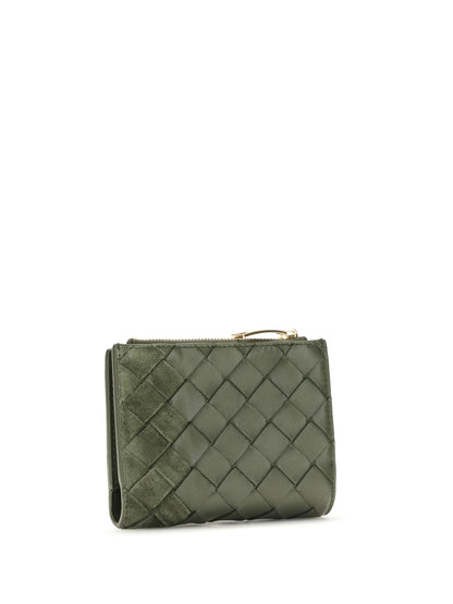 Bottega Veneta Bifold Intrecciato Wallet - Green Tweed-Gold
