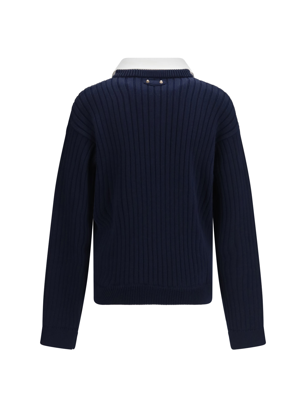 Balenciaga Cotton Sweater with shirt details - Navy/White