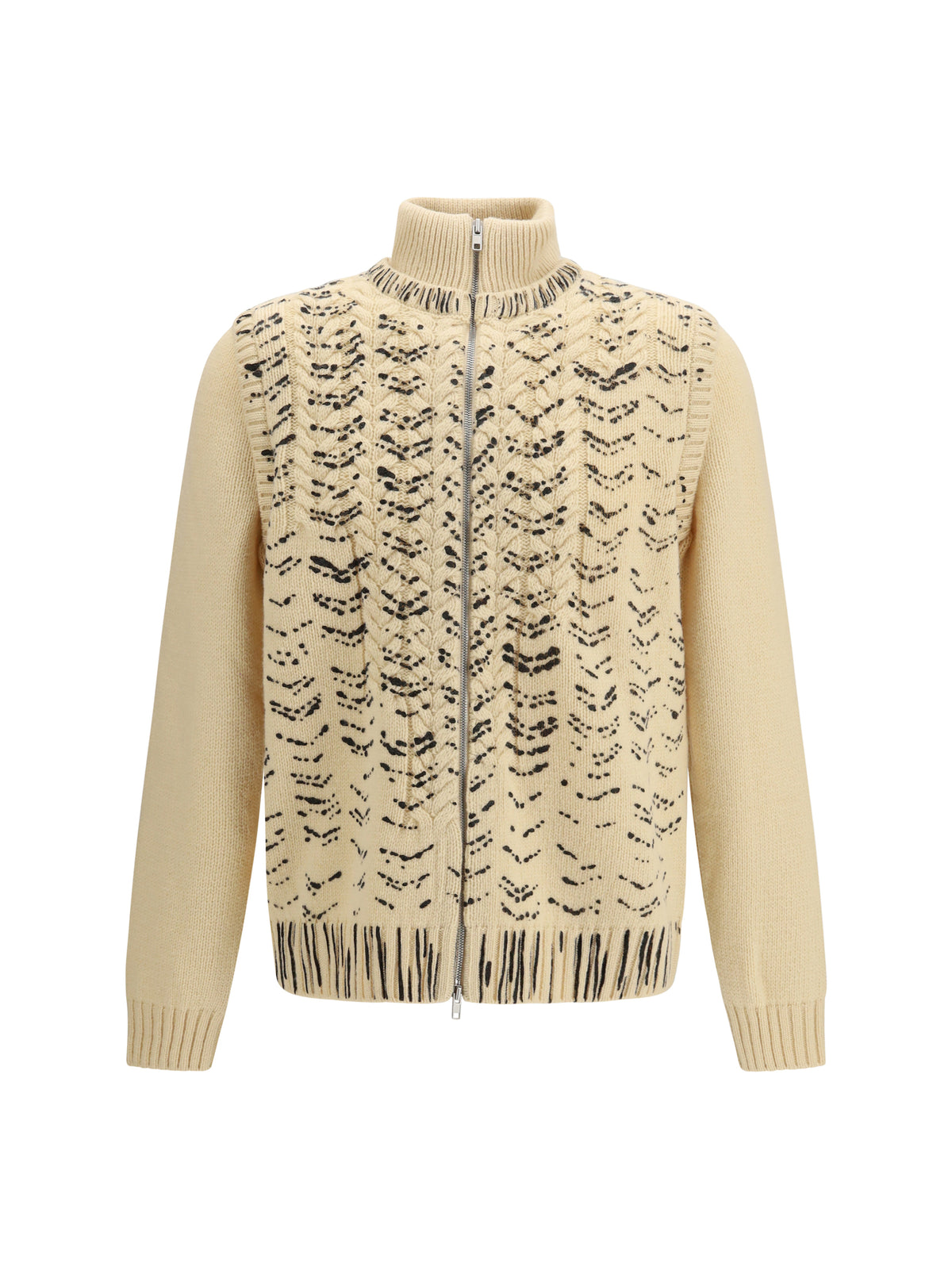 Maison Margiela Virgin wool zip Cardigan - Ecru