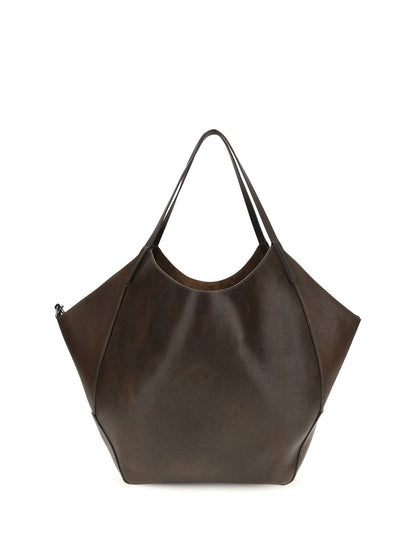 Brunello Cucinelli Leather Shopping Bag with monili detail - Testa Moro