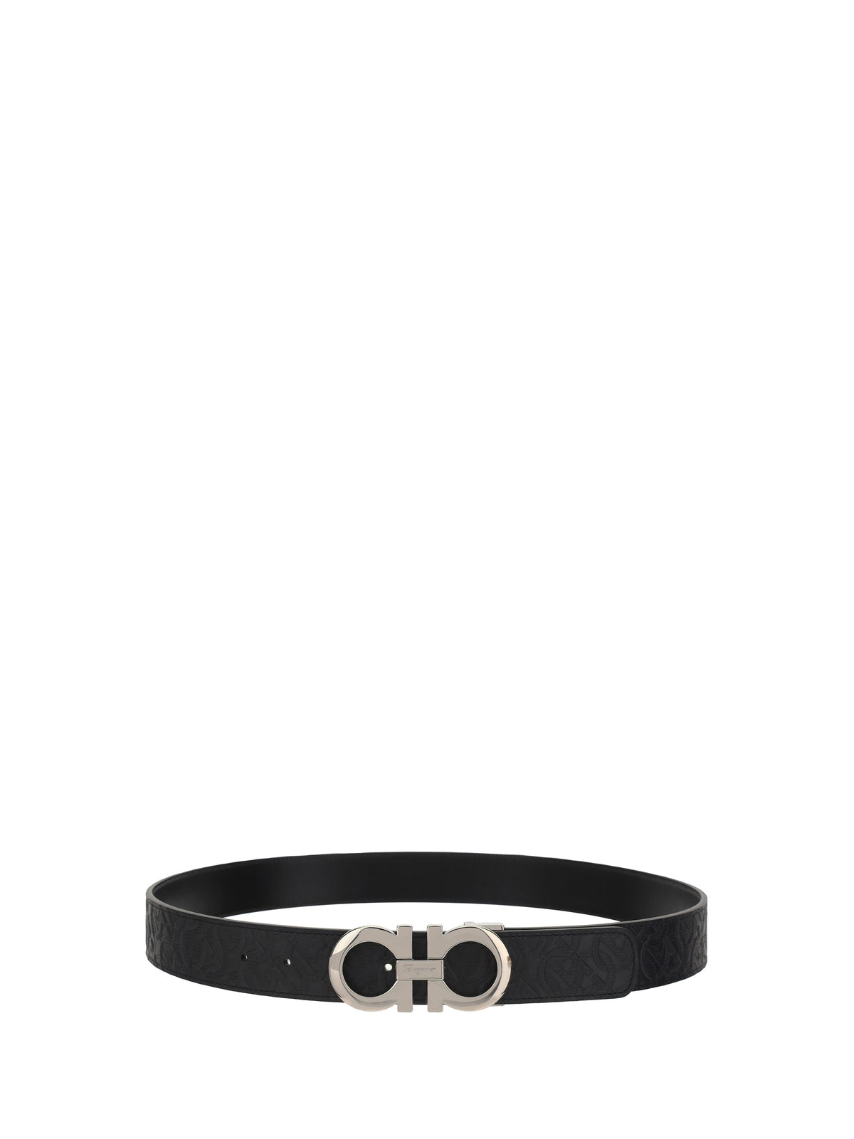 Ferragamo Reversible and adjustable leather Belt - Patterned Black